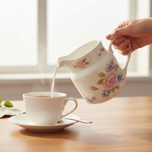 Vintage FTDA Charming Floral Ceramic Pitcher Japan